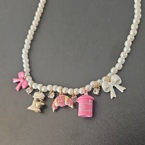 Betsey Johnson Baking Pearl Necklace with Mixer, Sugar Dish, and Baking Charms